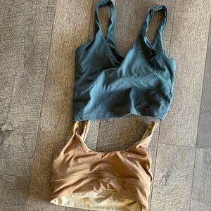 Green and Tan Lululemon Sports Bras